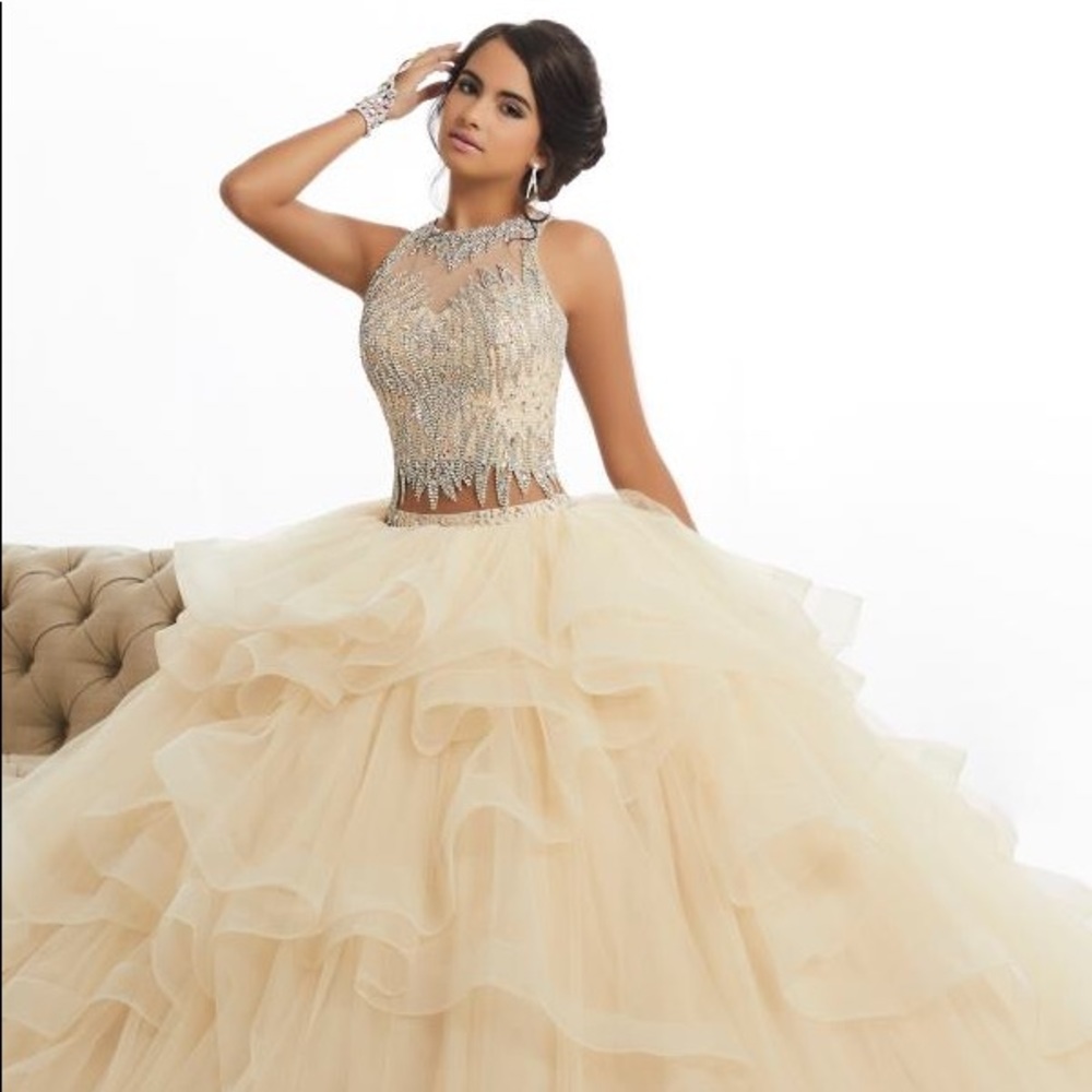 Champagne 2 piece quince dress